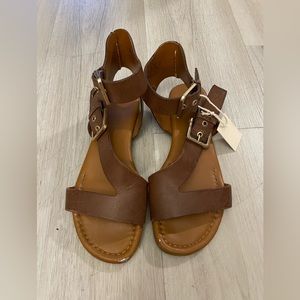 Franco Sarto Leather Strap Brown Gladiator Sandals